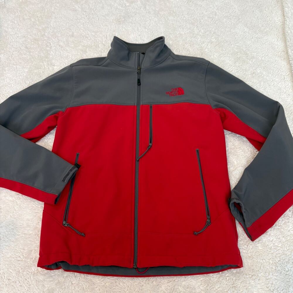 North Face Mens Apex Softshell Jacket Full Zip Windwall Red/Grey Gorpcore Sz S - Picture 1 of 7